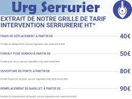 tarif serrurier urgence